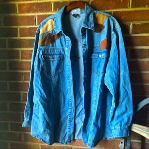 Carolina Blues Plus Jean Patch Button Down, Size 18